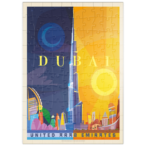 Darstellung des Puzzle Motivs Dubai (Mod Design), Vintage Poster puzzleplate Dubai (Mod Design), Vintage Poster 100 Puzzle