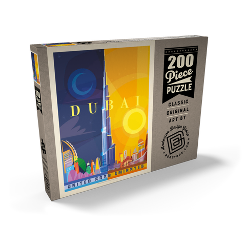 Darstellung des Puzzle Motivs Dubai (Mod Design), Vintage Poster Dubai (Mod Design), Vintage Poster 200 Puzzle Schachtel Ansicht2