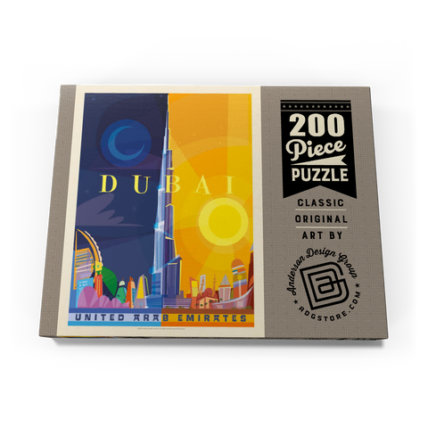 Darstellung des Puzzle Motivs Dubai (Mod Design), Vintage Poster Dubai (Mod Design), Vintage Poster 200 Puzzle Schachtel Ansicht3