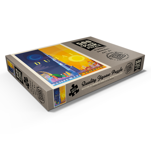 Darstellung des Puzzle Motivs Dubai (Mod Design), Vintage Poster Dubai (Mod Design), Vintage Poster 500 Puzzle Schachtel Ansicht1