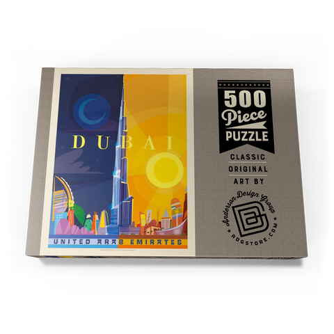 Darstellung des Puzzle Motivs Dubai (Mod Design), Vintage Poster Dubai (Mod Design), Vintage Poster 500 Puzzle Schachtel Ansicht3
