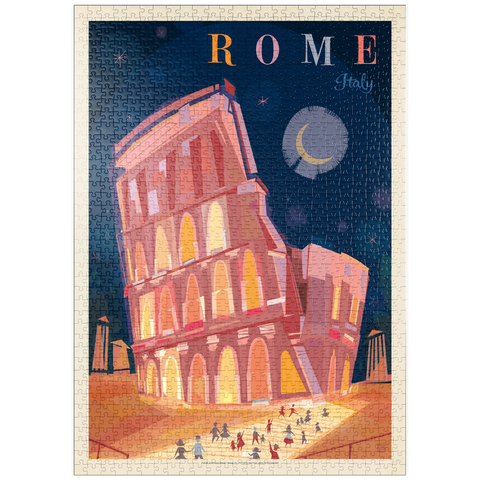 Darstellung des Puzzle Motivs Italy, Rome: Colosseum (Mod Design), Vintage Poster puzzleplate Italy, Rome: Colosseum (Mod Design), Vintage Poster 1000 Puzzle