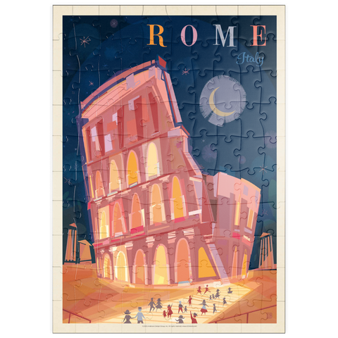 Darstellung des Puzzle Motivs Italy, Rome: Colosseum (Mod Design), Vintage Poster puzzleplate Italy, Rome: Colosseum (Mod Design), Vintage Poster 100 Puzzle