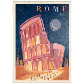 Darstellung des Puzzle Motivs Italy, Rome: Colosseum (Mod Design), Vintage Poster - Puzzleteile: 100