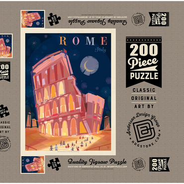 Darstellung des Puzzle Motivs Italy, Rome: Colosseum (Mod Design), Vintage Poster 200 Puzzle Schachtel 3D Modell