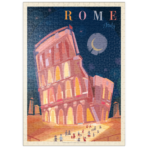 Darstellung des Puzzle Motivs Italy, Rome: Colosseum (Mod Design), Vintage Poster puzzleplate Italy, Rome: Colosseum (Mod Design), Vintage Poster 500 Puzzle