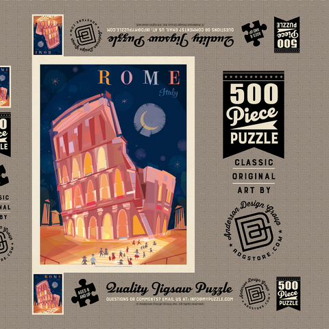 Darstellung des Puzzle Motivs Italy, Rome: Colosseum (Mod Design), Vintage Poster Italy, Rome: Colosseum (Mod Design), Vintage Poster 500 Puzzle Schachtel 3D Modell