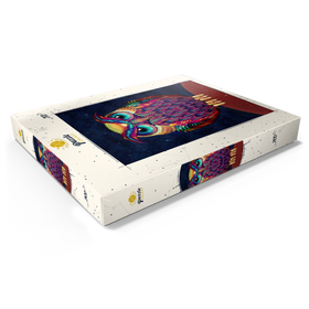 Alternative Darstellung des Puzzle-Motivs Bunte Eule in geometrischem Kunststil vor Sternenhimmel – Puzzleteile: 200
