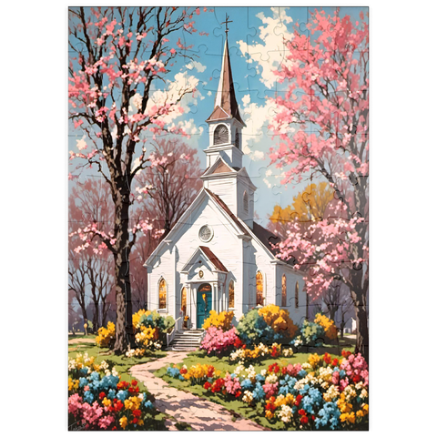 puzzleplate Vintage Easter Church 100 Puzzle