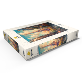 Alternative Darstellung des Puzzle-Motivs Romantische Paris-Illustration – Eiffelturm im warmen Abendlicht – Puzzleteile: 1000