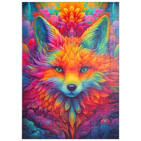 Darstellung des Puzzle Motivs Psychedelische Fuchs-Illustration – Farbenfrohe Fantasievision - Puzzleteile: 100