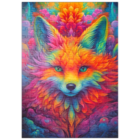 Darstellung des Puzzle-Motivs Psychedelische Fuchs-Illustration – Farbenfrohe Fantasievision – Puzzleteile: 200