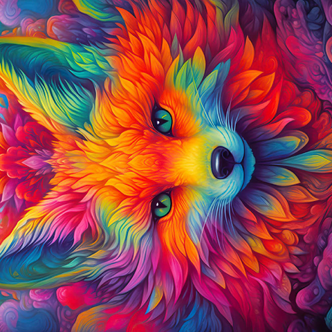 Painted Fox 4 200 Puzzle 3D Modell