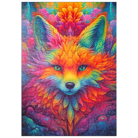 Darstellung des Puzzle Motivs Psychedelische Fuchs-Illustration – Farbenfrohe Fantasievision - Puzzleteile: 500