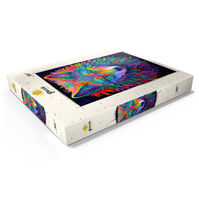 Alternative Darstellung des Puzzle-Motivs Psychedelische Wolf-Illustration – Farbenprächtige spirituelle Kunst – Puzzleteile: 200