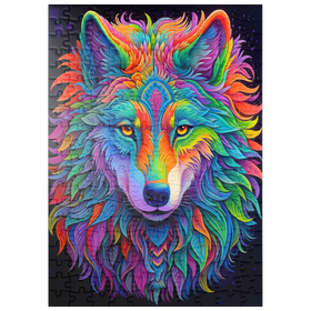 Darstellung des Puzzle Motivs Psychedelische Wolf-Illustration – Farbenprächtige spirituelle Kunst - Puzzleteile: 200