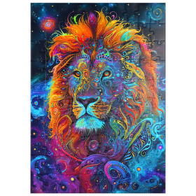 Darstellung des Puzzle Motivs Psychedelische Löwen-Illustration – Farbenprächtige galaktische Kunst - Puzzleteile: 100