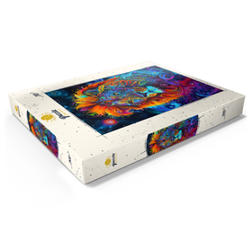 Alternative Darstellung des Puzzle-Motivs Psychedelische Löwen-Illustration – Farbenprächtige galaktische Kunst – Puzzleteile: 200
