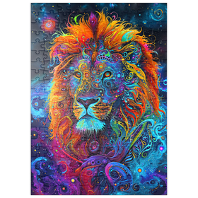 Darstellung des Puzzle-Motivs Psychedelische Löwen-Illustration – Farbenprächtige galaktische Kunst – Puzzleteile: 200
