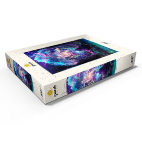 Darstellung des Puzzle Motivs Spirituelle Fantasie-Illustration – Mönch meditiert vor leuchtendem Baum - Puzzleteile: 1000