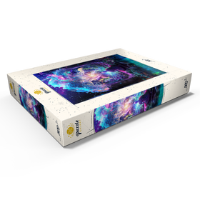 Darstellung des Puzzle Motivs Spirituelle Fantasie-Illustration – Mönch meditiert vor leuchtendem Baum - Puzzleteile: 500