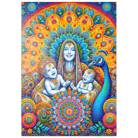 Darstellung des Puzzle-Motivs Spirituelle Mutter-Kind-Illustration – Farbenprächtige Mandala-Kunst – Puzzleteile: 200