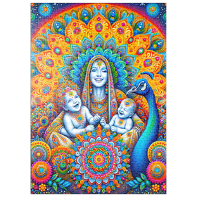 Darstellung des Puzzle Motivs Spirituelle Mutter-Kind-Illustration – Farbenprächtige Mandala-Kunst - Puzzleteile: 500