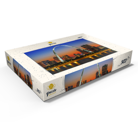 Darstellung des Puzzle Motivs Gateway Arch in St. Louis – Skyline bei Sonnenuntergang - Puzzleteile: 500