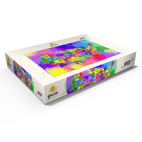 Alternative Darstellung des Puzzle-Motivs Bunte USA-Karte – Sehenswürdigkeiten & Symbole der Bundesstaaten – Puzzleteile: 1000