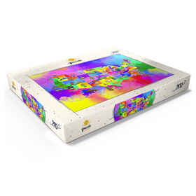 Alternative Darstellung des Puzzle-Motivs Bunte USA-Karte – Sehenswürdigkeiten & Symbole der Bundesstaaten – Puzzleteile: 200
