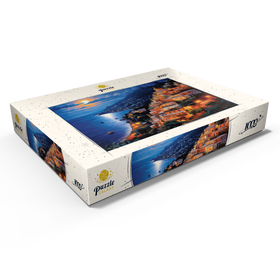 Alternative Darstellung des Puzzle-Motivs Mondnacht über Positano – Romantische Küstenlandschaft in Italien – Puzzleteile: 1000