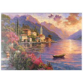 Darstellung des Puzzle Motivs Sonnenuntergang am Comer See – Romantische Landschaft in Italien - Puzzleteile: 100