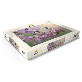 Alternative Darstellung des Puzzle-Motivs Zwei Meisen auf blühendem Kirschbaum – Frühlingsidylle – Puzzleteile: 200