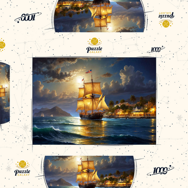 Ship Harbor Scene  1000 Puzzle Schachtel 3D Modell