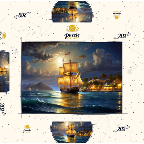 Ship Harbor Scene  200 Puzzle Schachtel 3D Modell