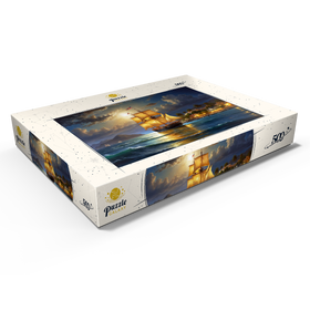 Darstellung des Puzzle Motivs Historisches Segelschiff bei Mondschein auf hoher See - Puzzleteile: 500