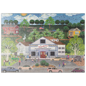 Darstellung des Puzzle Motivs Idyllisches Kleinstadtleben – Markt und Gemeinschaftsszene - Puzzleteile: 200