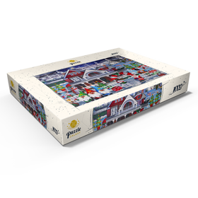 Alternative Darstellung des Puzzle-Motivs Weihnachtszauber im verschneiten Dorf – Festliche Winteridylle – Puzzleteile: 1000