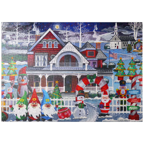 Darstellung des Puzzle-Motivs Weihnachtszauber im verschneiten Dorf – Festliche Winteridylle – Puzzleteile: 1000