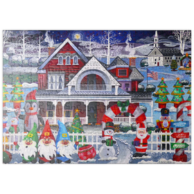 Darstellung des Puzzle-Motivs Weihnachtszauber im verschneiten Dorf – Festliche Winteridylle – Puzzleteile: 200