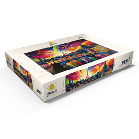 Alternative Darstellung des Puzzle-Motivs Pariser Skyline in leuchtenden Farben – Fantasievolle Stadtansicht – Puzzleteile: 1000