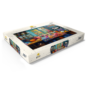 Darstellung des Puzzle Motivs Kreatives Handarbeitsatelier mit Blick auf blühenden Garten - Puzzleteile: 200