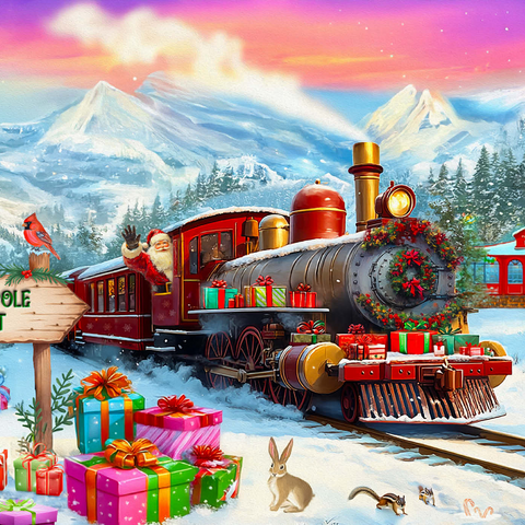 Santa Train  1000 Puzzle 3D Modell