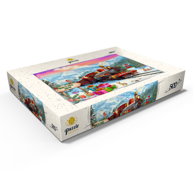 Darstellung des Puzzle Motivs Weihnachtszug am Nordpol – Festliche Winterlandschaft - Puzzleteile: 500