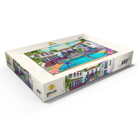 Darstellung des Puzzle Motivs Pickleball-Paradies am Mittelmeer – Sport und Sonne - Puzzleteile: 1000