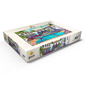 Darstellung des Puzzle Motivs Pickleball-Paradies am Mittelmeer – Sport und Sonne - Puzzleteile: 500