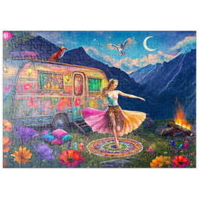 Darstellung des Puzzle Motivs Mystische Tänzerin unter dem Mond – Boho-Nachtzauber - Puzzleteile: 200
