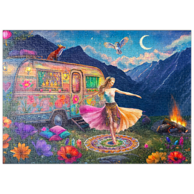 Darstellung des Puzzle Motivs Mystische Tänzerin unter dem Mond – Boho-Nachtzauber - Puzzleteile: 500