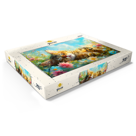 Alternative Darstellung des Puzzle-Motivs Schlafende Katze im Blütenmeer – Frühlingszauber – Puzzleteile: 200