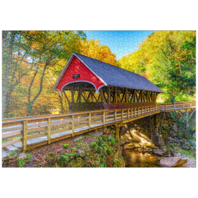 Darstellung des Puzzle-Motivs Flume Covered Bridge – Herbstidylle in New Hampshire – Puzzleteile: 1000